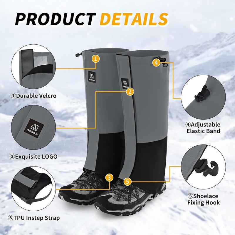 HIGH EXPERIENCE Store Leg Gaiters 100% Waterproof Adjustable Shoe Snow Boot Guard Gators for Hiking Shoe Cover Hunting Snowshoeing Climbing Walking for Women Men - Image 4